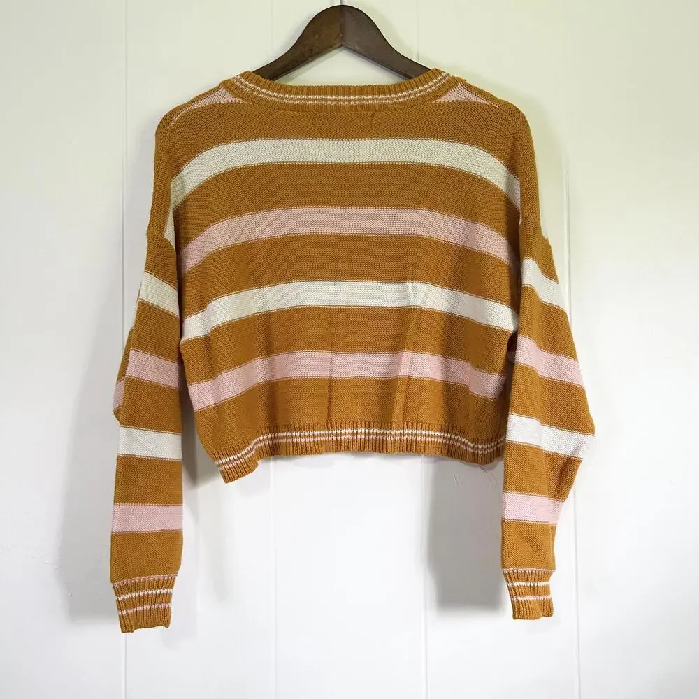 Forever 21 Striped Long Sleeve Knit Cropped Cardigan Women's Small